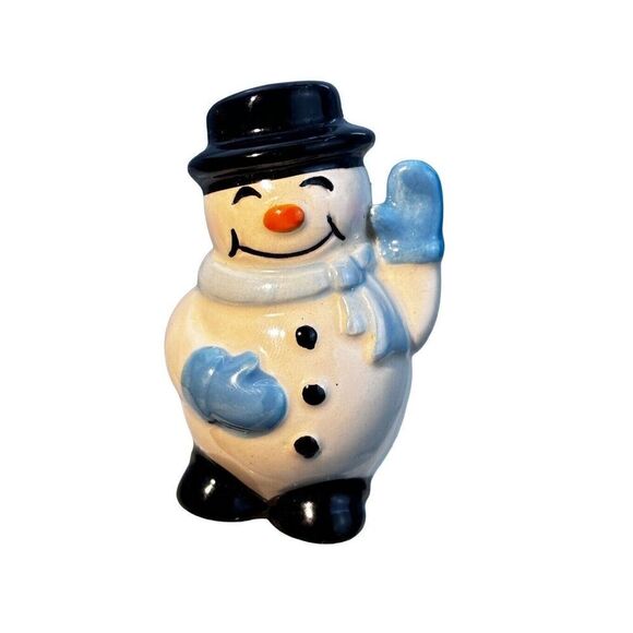 Nora Fleming Frosty Pal Mini Snowman Blue Ceramic Platter Charm Winter A172 - Picture 1 of 7